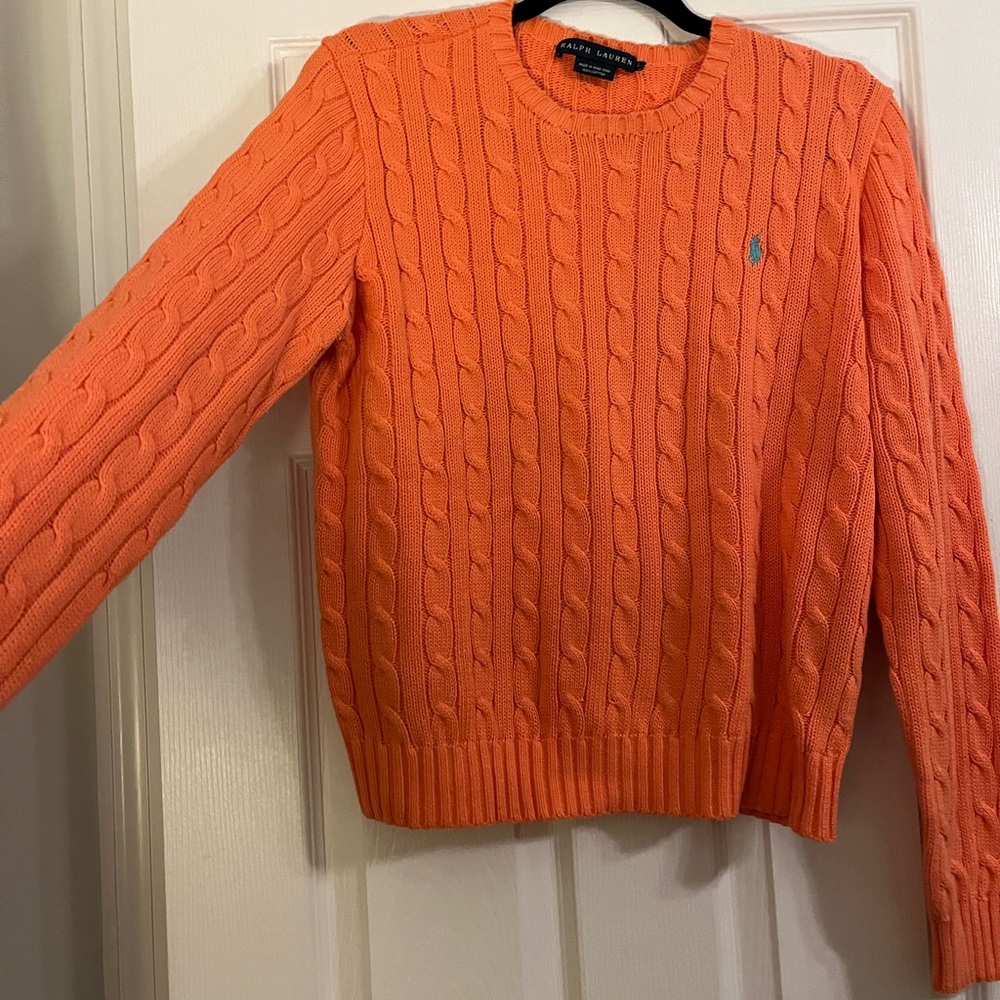 Ralph Lauren orange crew neck cable sweater